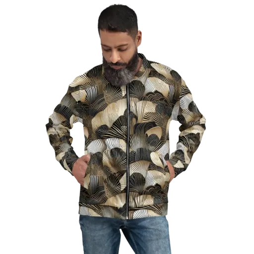 Noir Deco Bloom on a Bomber Jacket