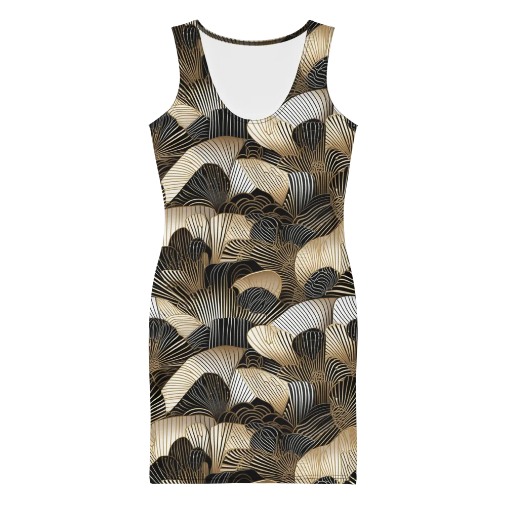 Noir Deco Bloom on Bodycon Dress — Front