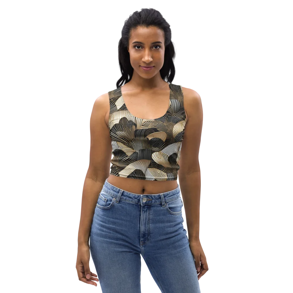 Noir Deco Bloom on Crop Top — Front