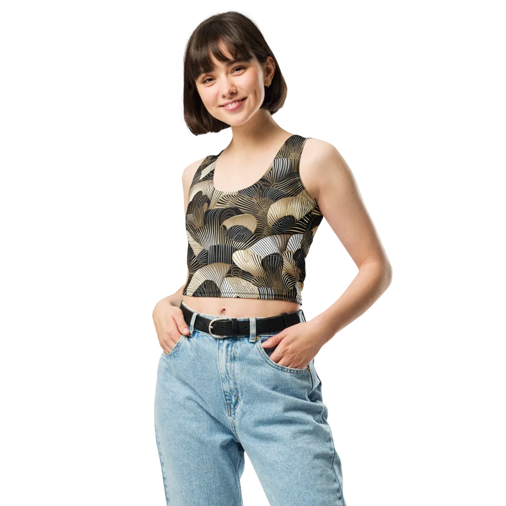 Noir Deco Bloom on Crop Top — Front