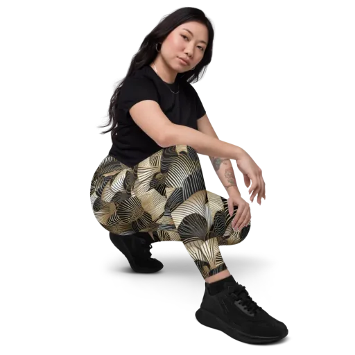 Noir Deco Bloom on a Leggings with Pockets