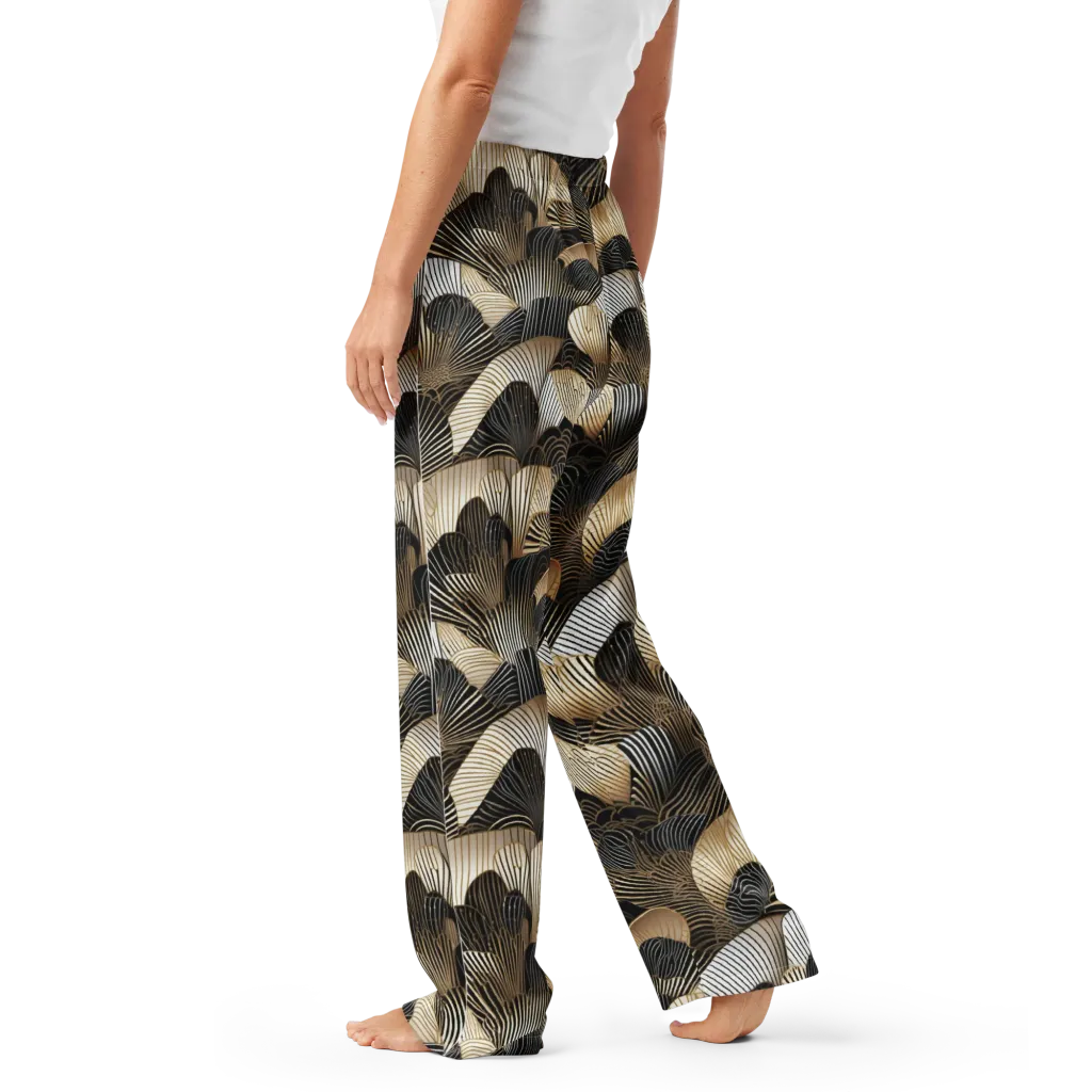 Noir Deco Bloom on Women's Pajama Pants — Left