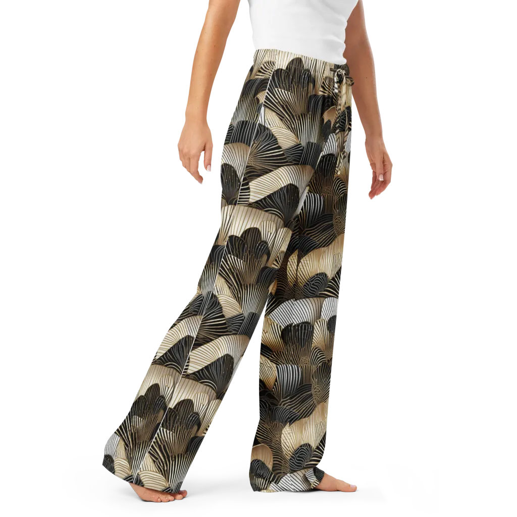 Noir Deco Bloom on Women's Pajama Pants — Right Front