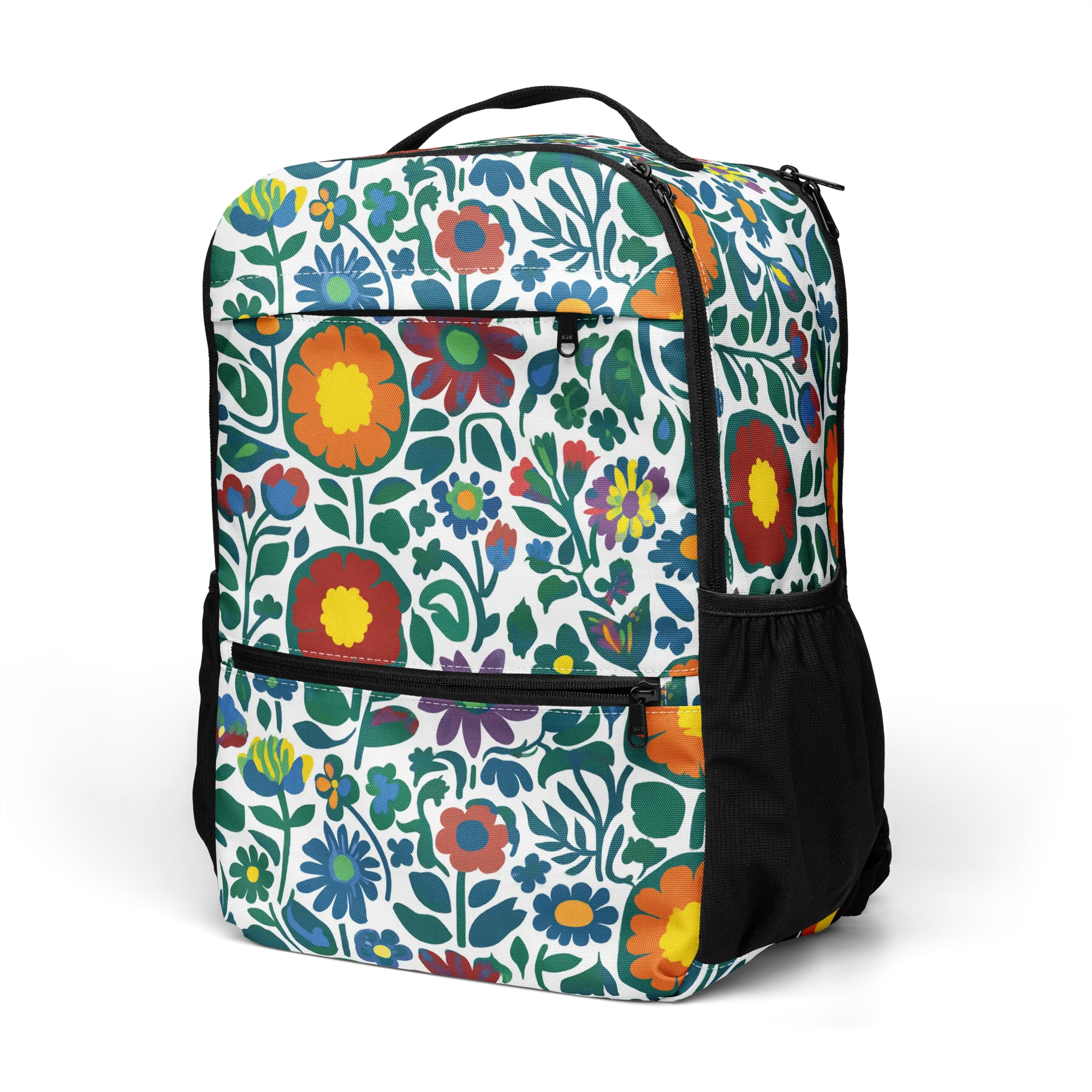 Folk Garden Riot on Utility Backpack — Left Front