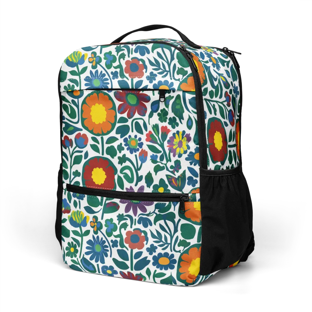 Folk Garden Riot on Utility Backpack — Left Front