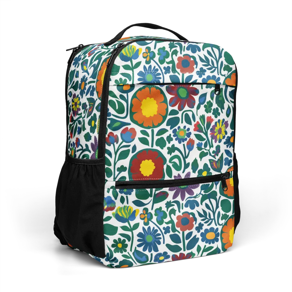 Folk Garden Riot on Utility Backpack — Right Front
