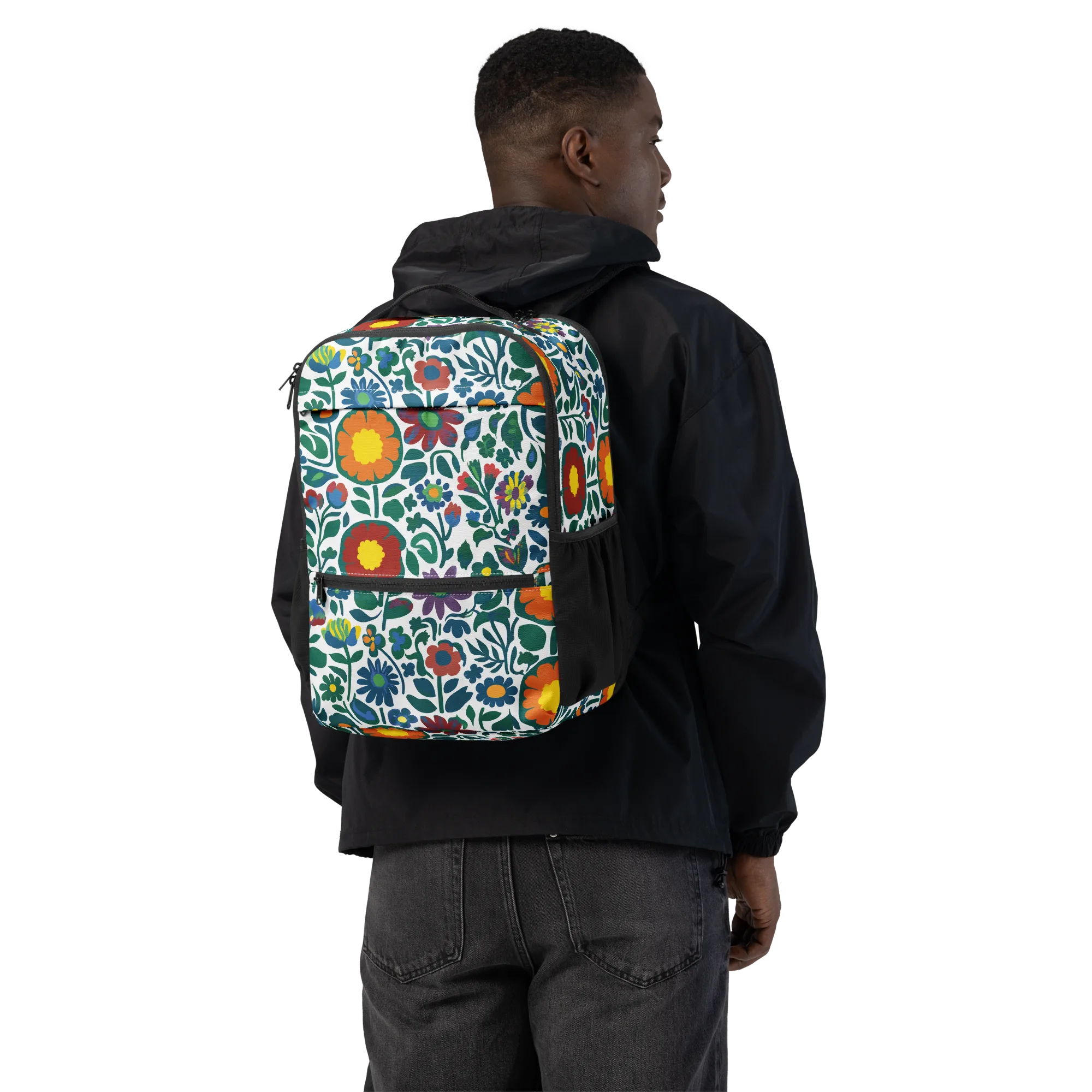 Folk Garden Riot on Utility Backpack — Back