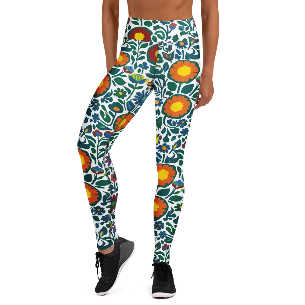 Folk Garden Riot on Yoga Leggings — Front