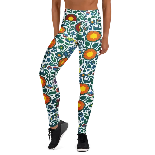 Folk Garden Riot on a Yoga Leggings