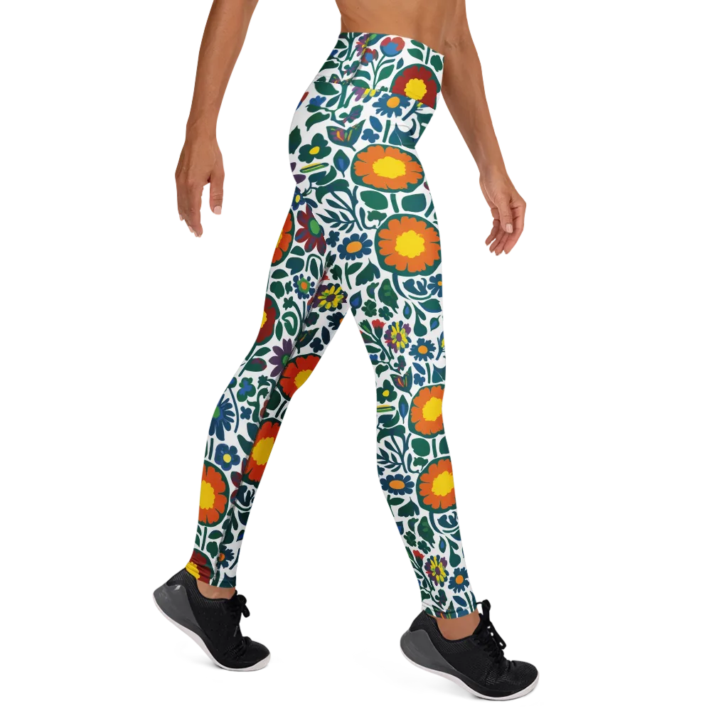 Folk Garden Riot on Yoga Leggings — Right