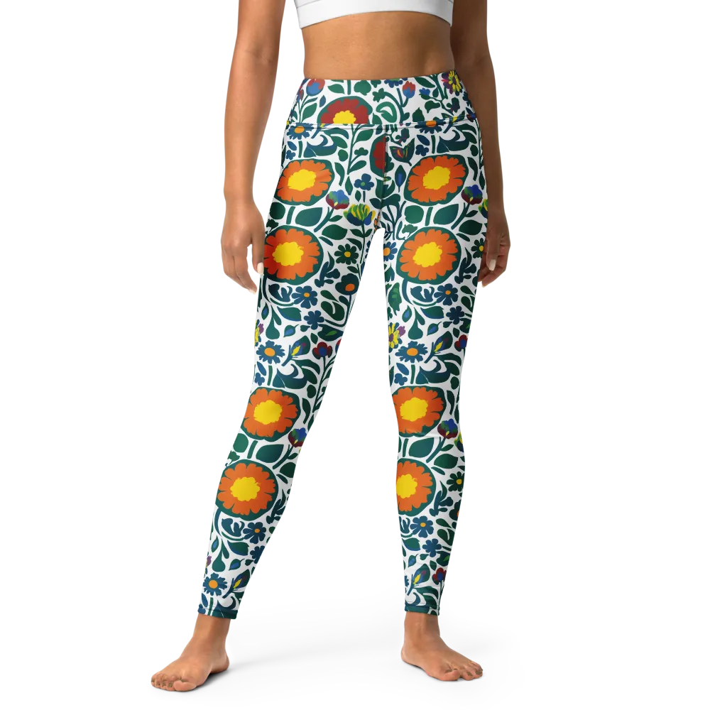 Folk Garden Riot on Yoga Leggings — Front