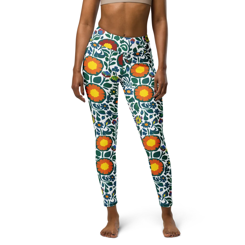 Folk Garden Riot on Yoga Leggings — Front