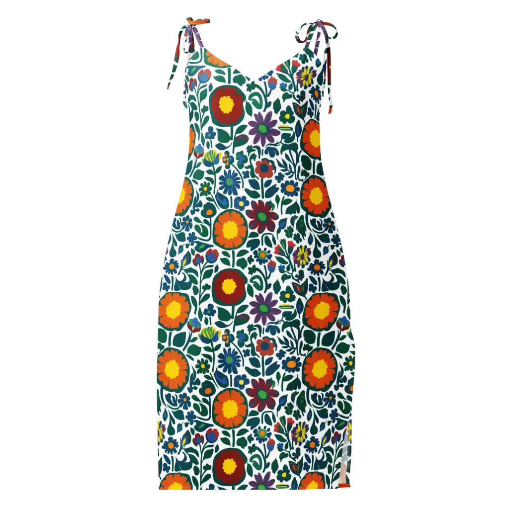 Folk Garden Riot on Slip Dress — Front
