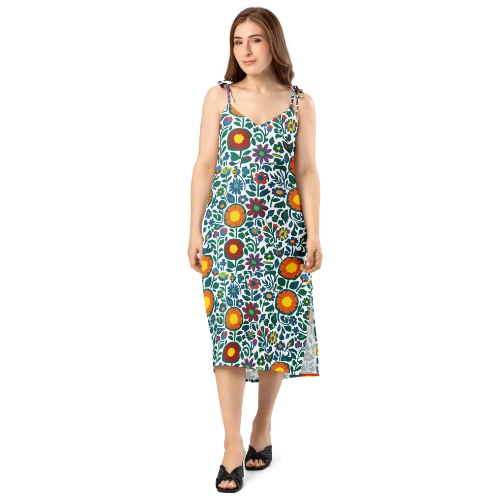 Folk Garden Riot on Slip Dress — Front