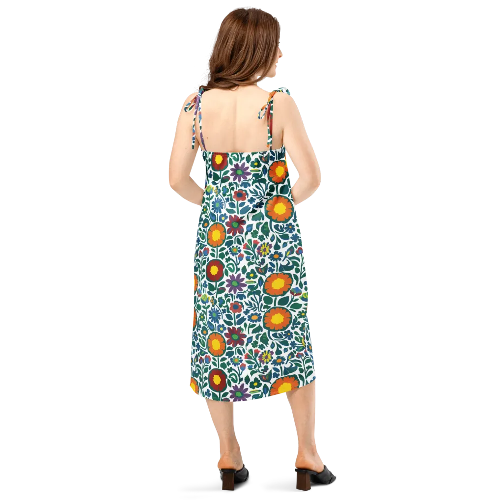 Folk Garden Riot on Slip Dress — Back