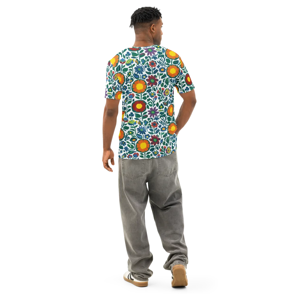 Folk Garden Riot on Men's Cotton Crew Neck T-Shirt — Back