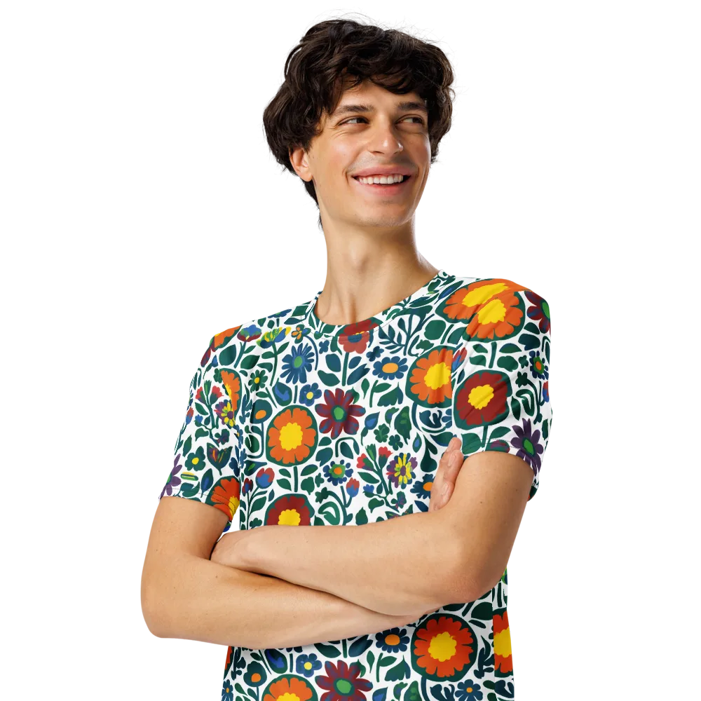 Folk Garden Riot on Men's Crew Neck T-Shirt — Left Front