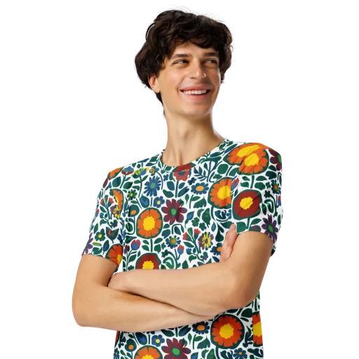Folk Garden Riot on a Men's Crew Neck T-Shirt