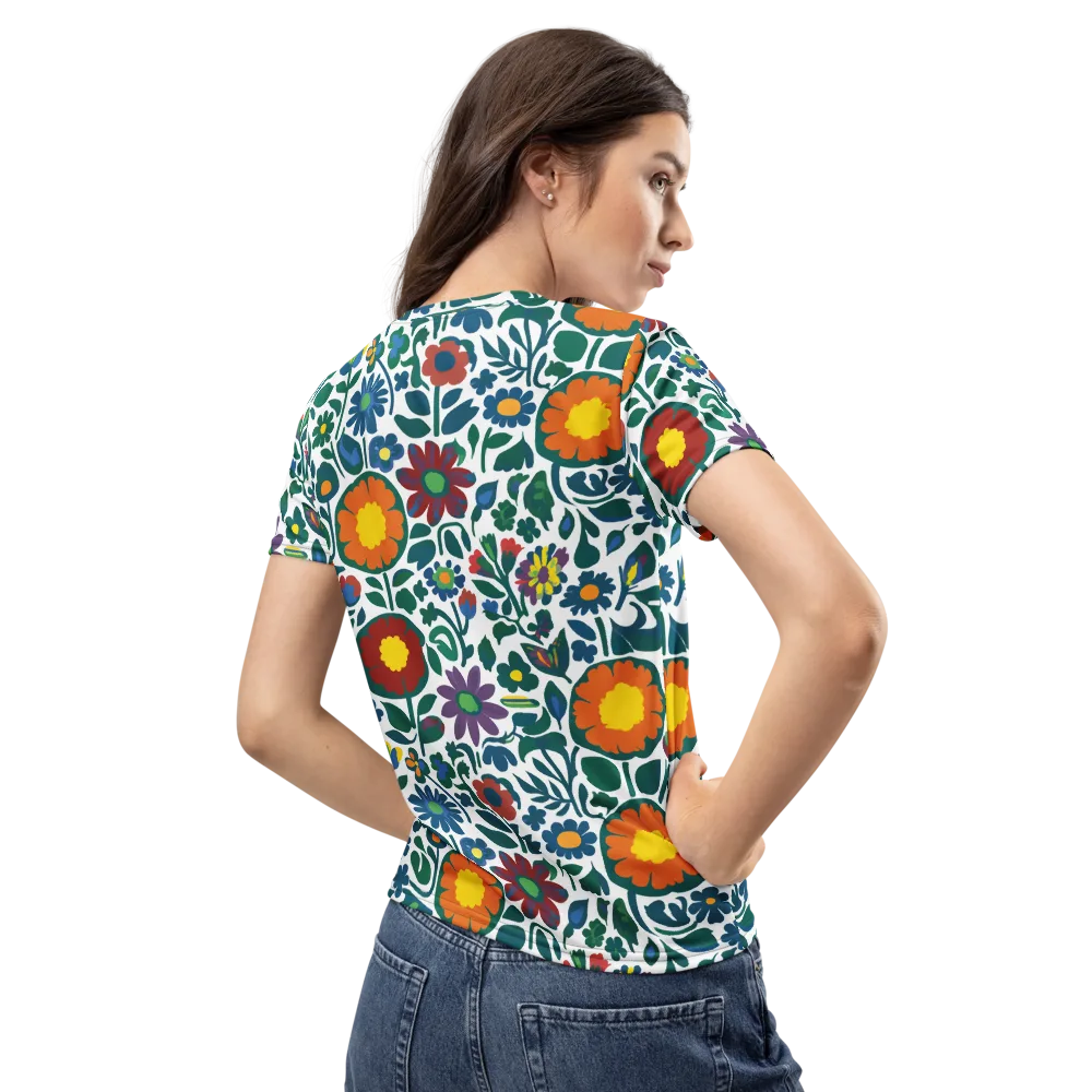 Folk Garden Riot on Women's Crew Neck T-Shirt — Back