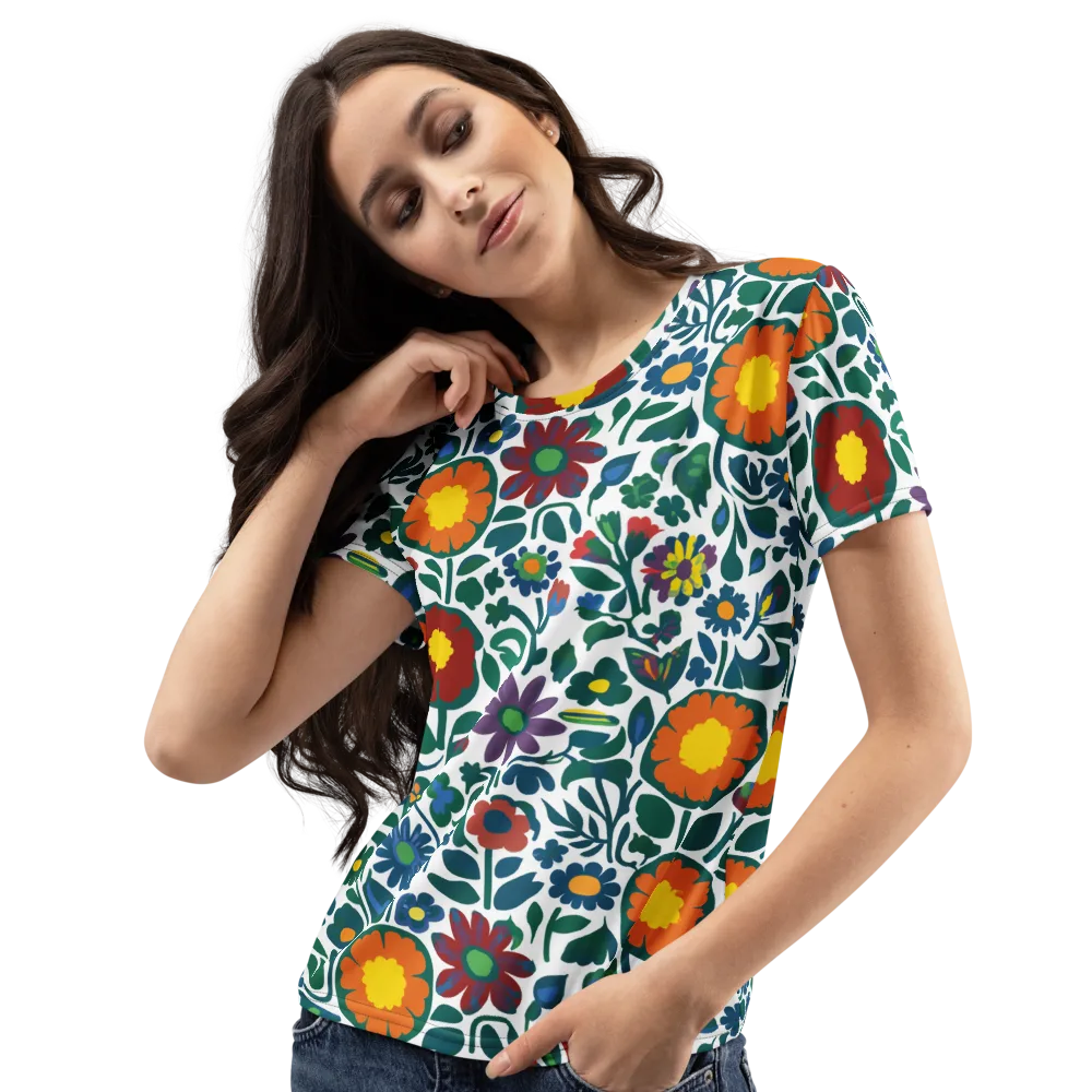 Folk Garden Riot on Women's Crew Neck T-Shirt — Left Front