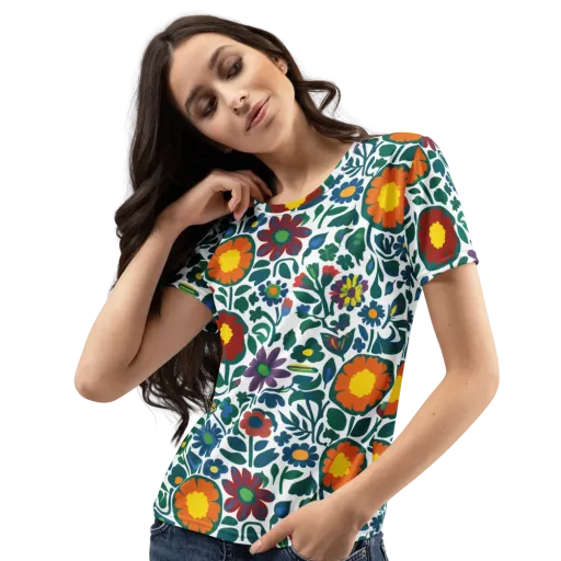 Folk Garden Riot on a Women's Crew Neck T-Shirt