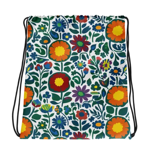 Folk Garden Riot on a Drawstring Bag