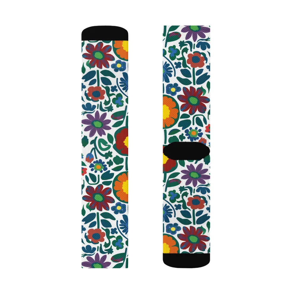 Folk Garden Riot on Socks — Right Sock