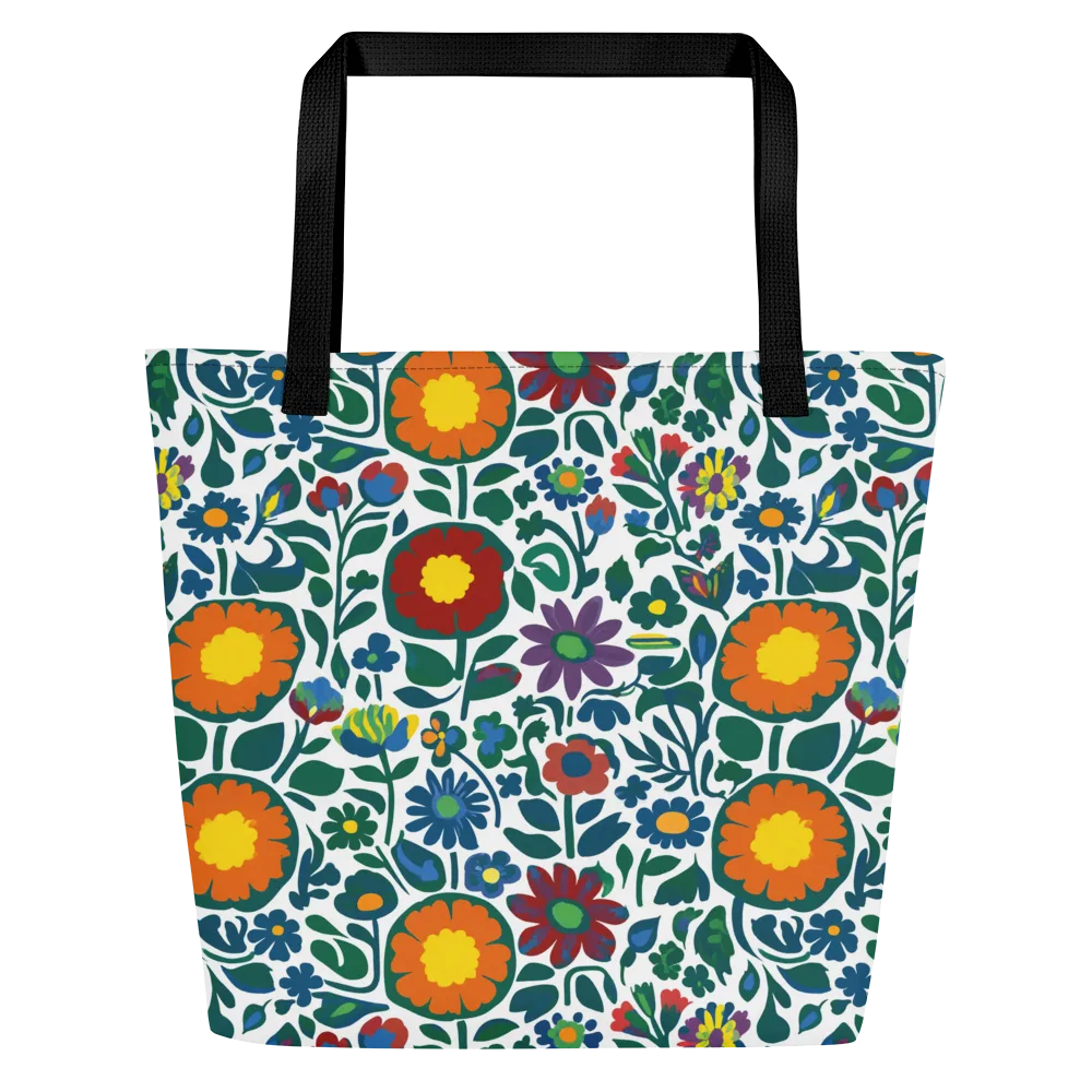 Folk Garden Riot on Large Tote Bag W/ Pocket — Front