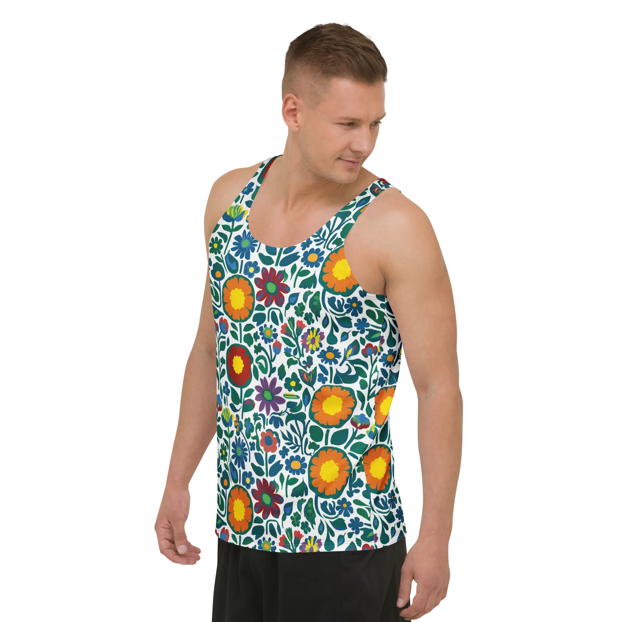 Folk Garden Riot on Men's Tank Top — Left Front