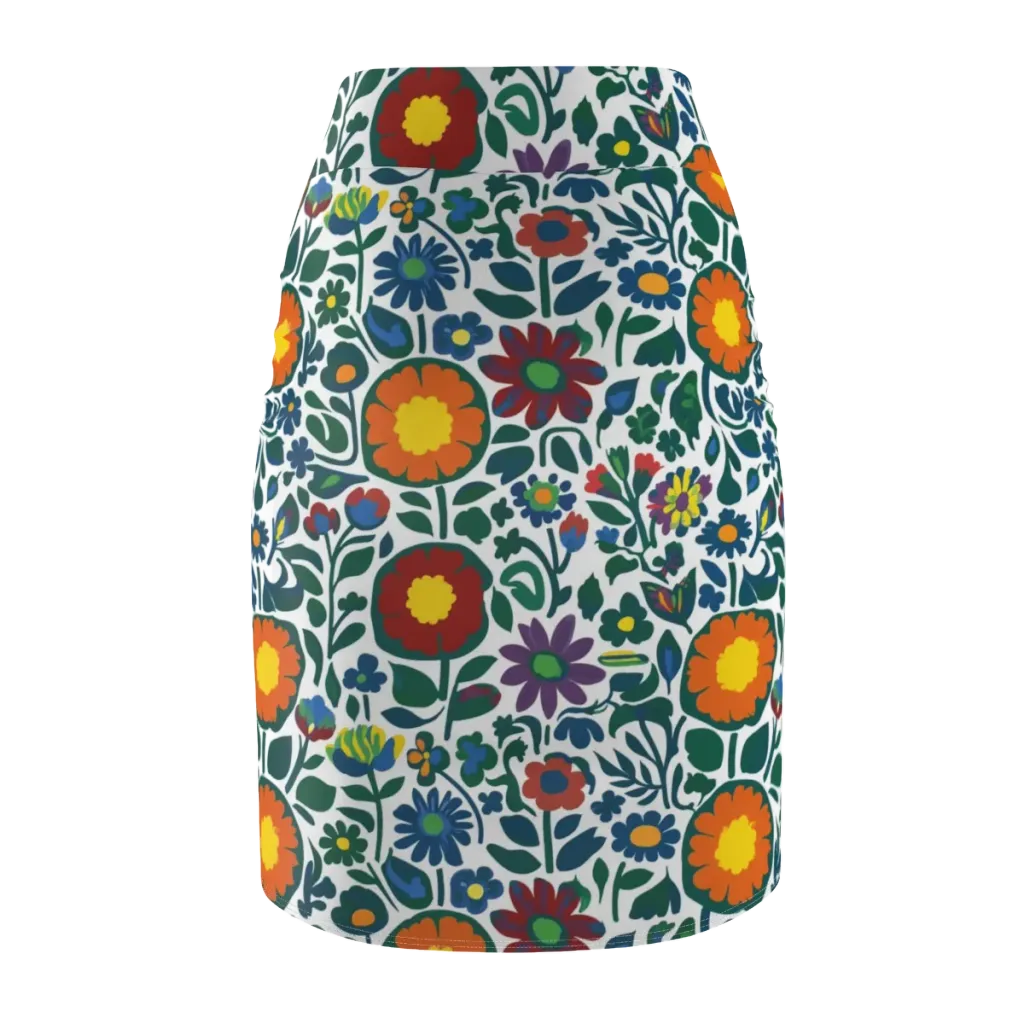 Folk Garden Riot on Pencil Skirt — Back