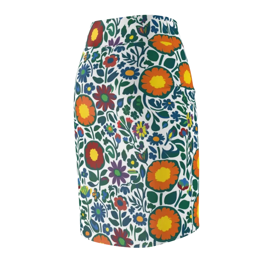 Folk Garden Riot on Pencil Skirt — Back Side