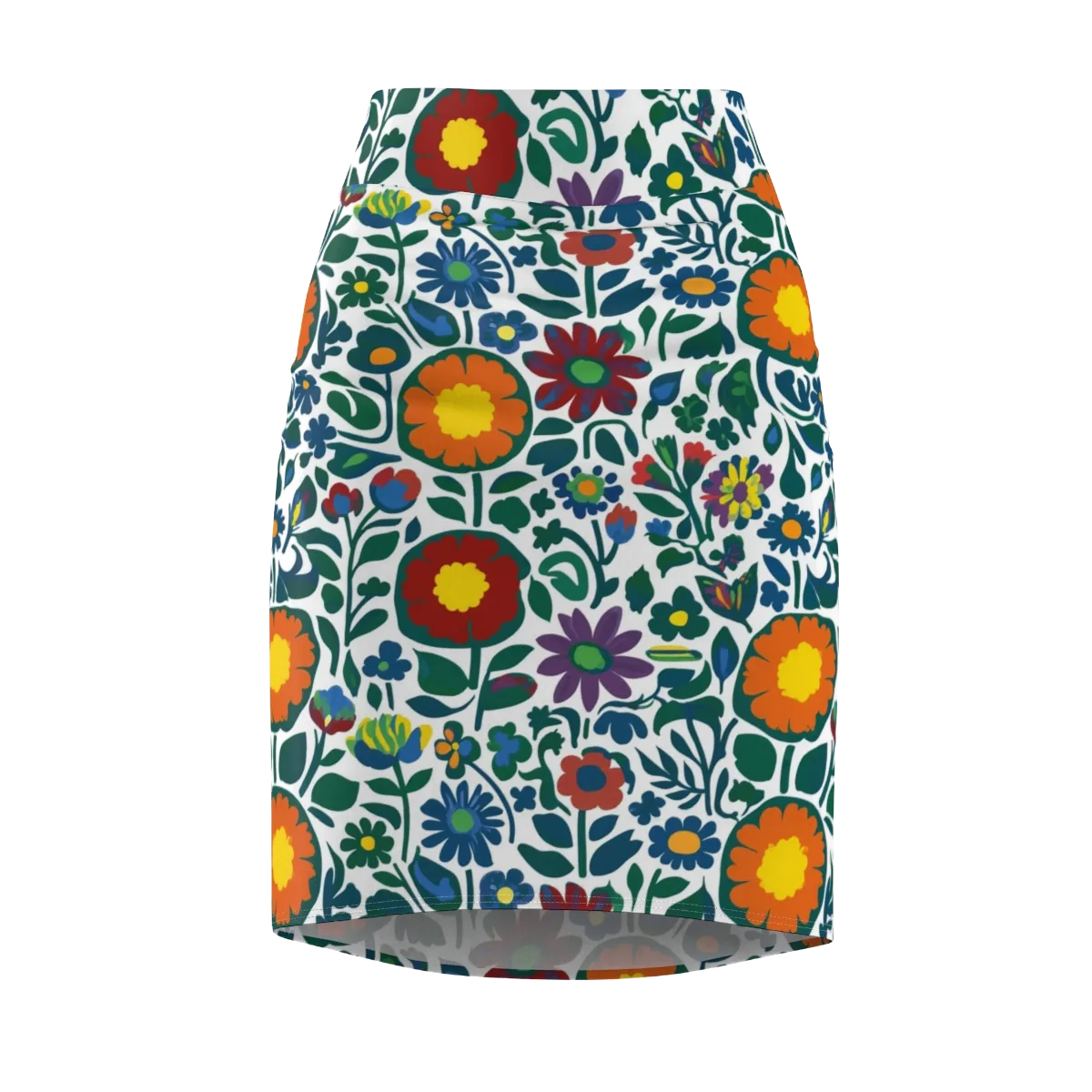 Folk Garden Riot on Pencil Skirt — Front