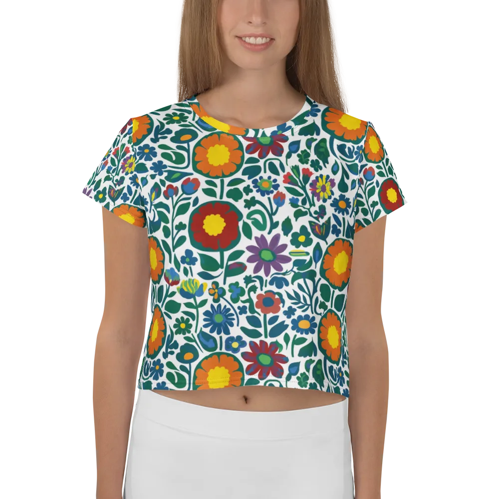 Folk Garden Riot on Crop Tee — Front