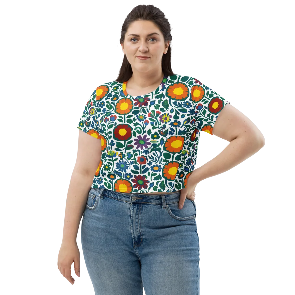 Folk Garden Riot on Crop Tee — Front