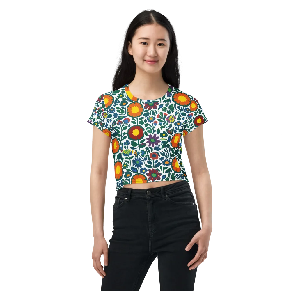 Folk Garden Riot on Crop Tee — Front