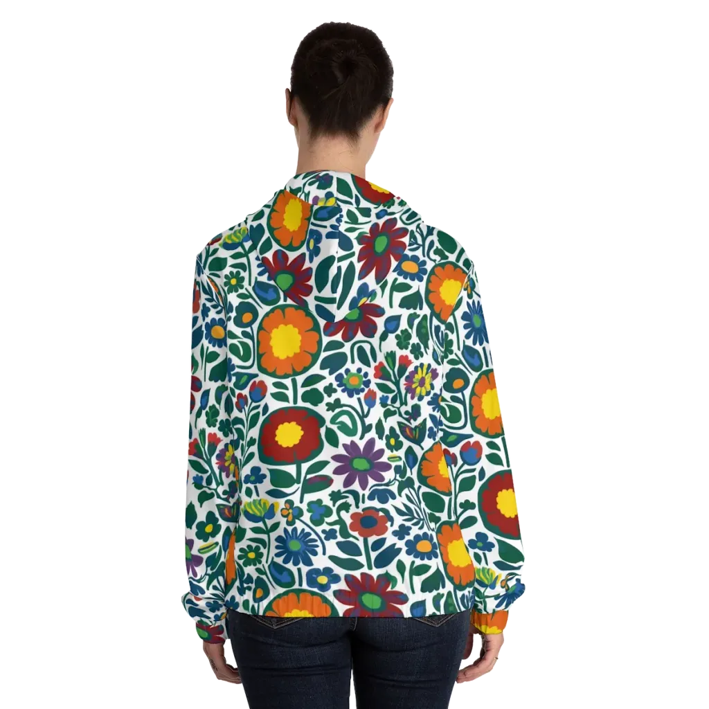 Folk Garden Riot on Women's Full-Zip Hoodie — Back On Person