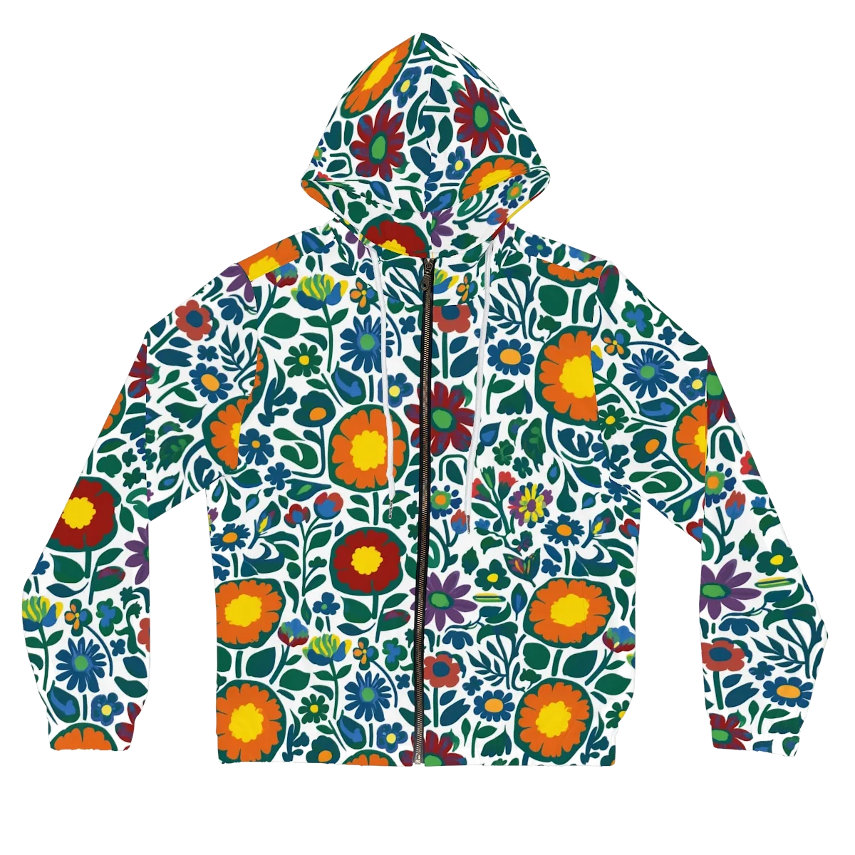 Folk Garden Riot on Women's Full-Zip Hoodie — Front