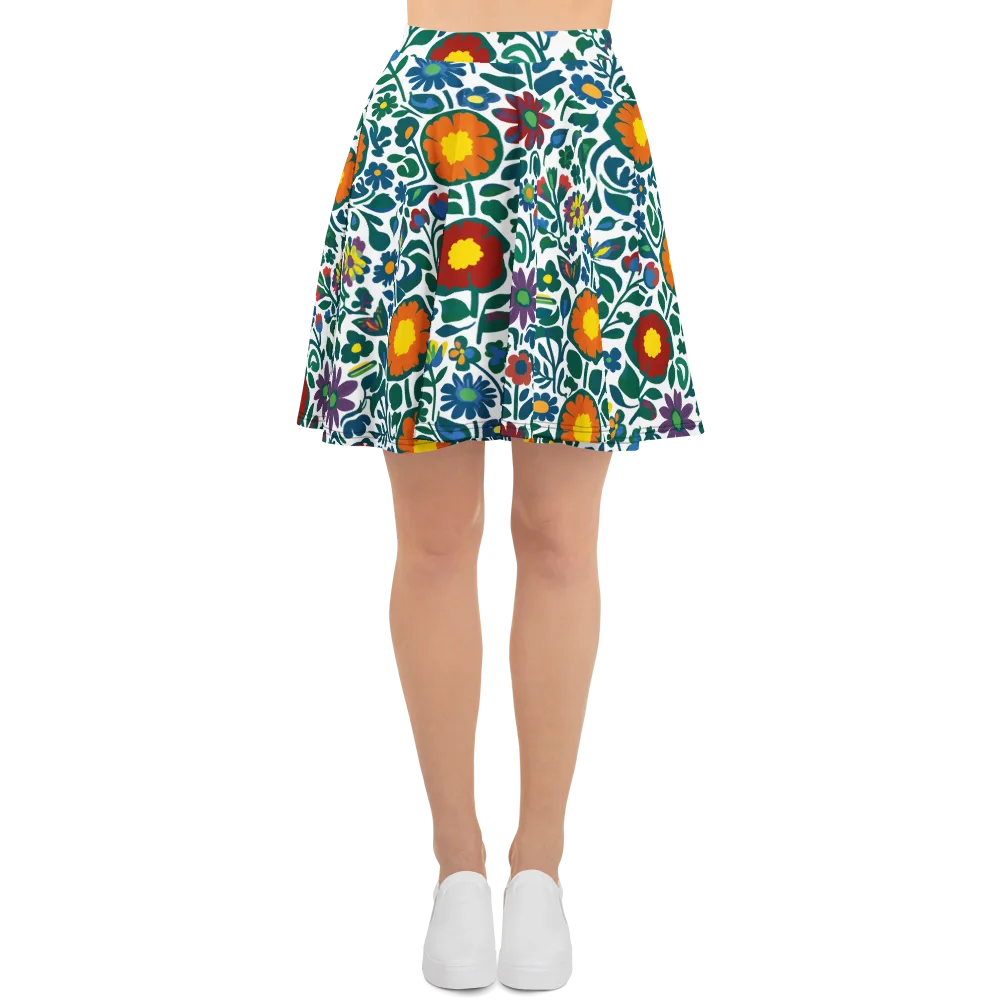 Folk Garden Riot on Skater Skirt — Front