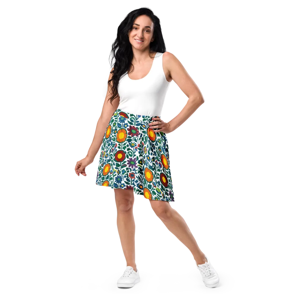Folk Garden Riot on Skater Skirt — Front