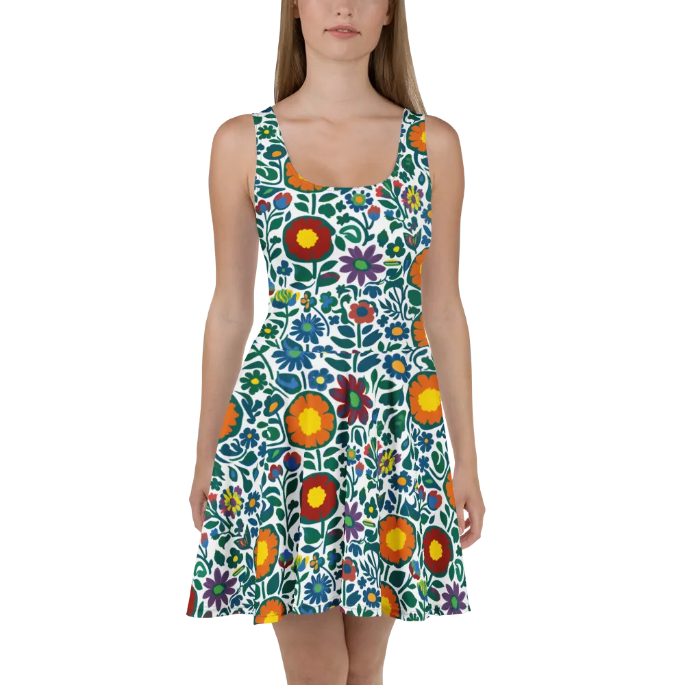 Folk Garden Riot on Skater Dress — Front