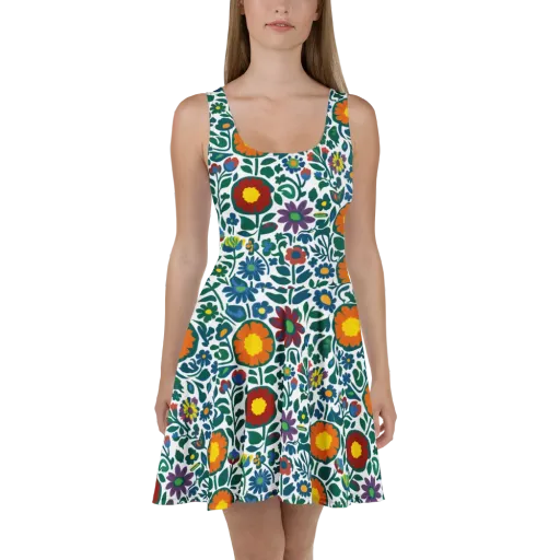 Folk Garden Riot on a Skater Dress
