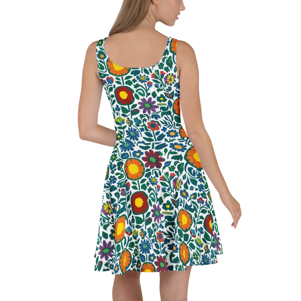 Folk Garden Riot on Skater Dress — Back