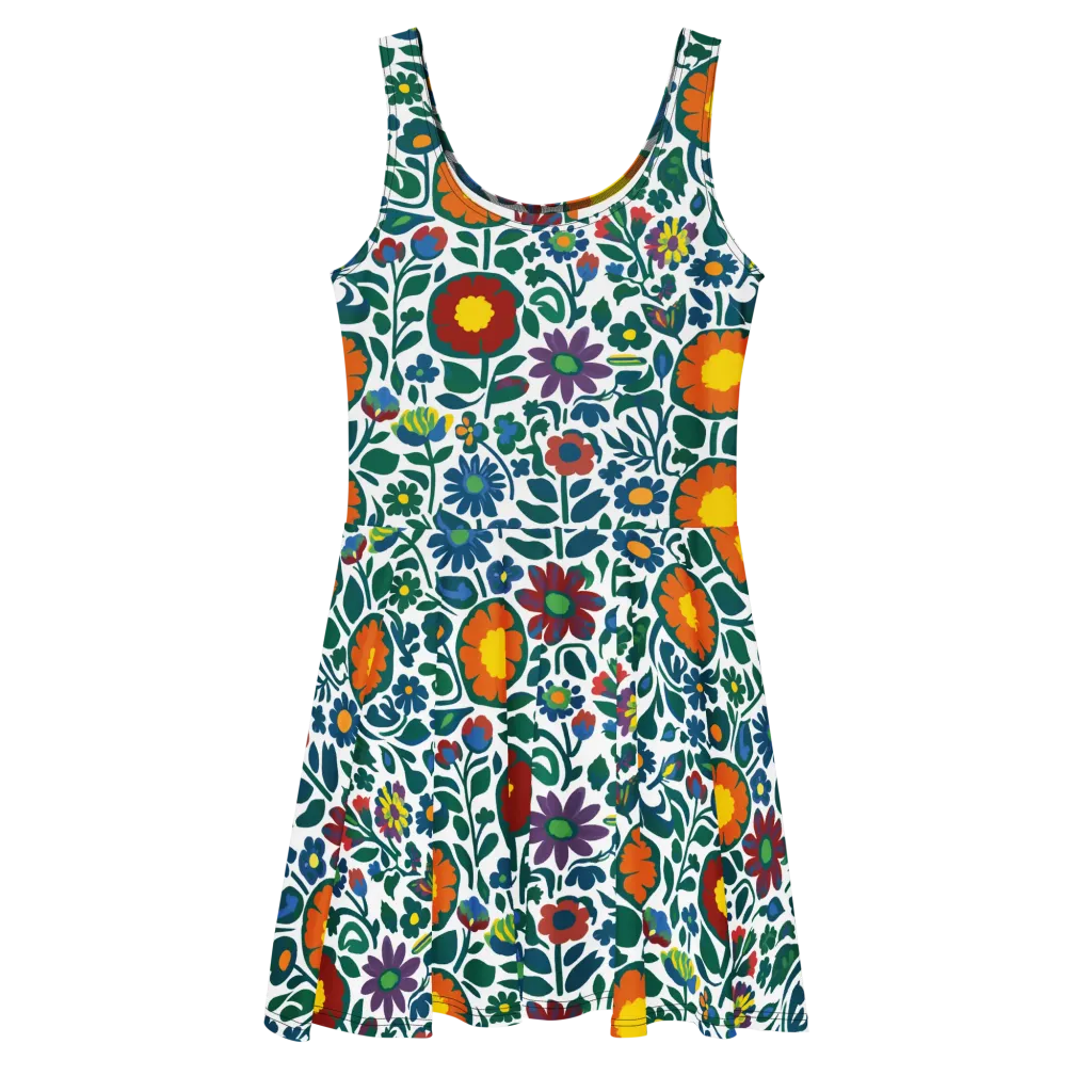 Folk Garden Riot on Skater Dress — Front