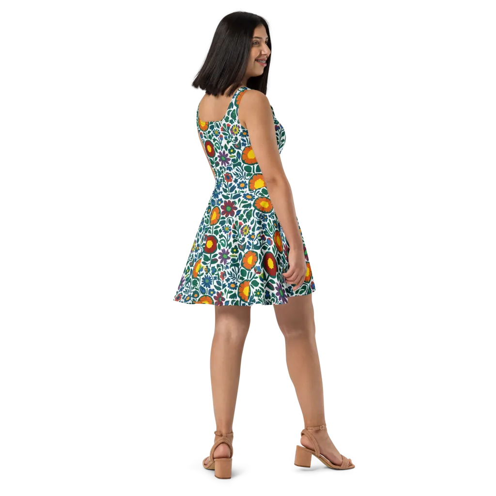 Folk Garden Riot on Skater Dress — Right