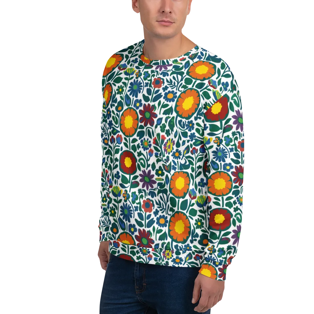 Folk Garden Riot on Sweatshirt — Left Front