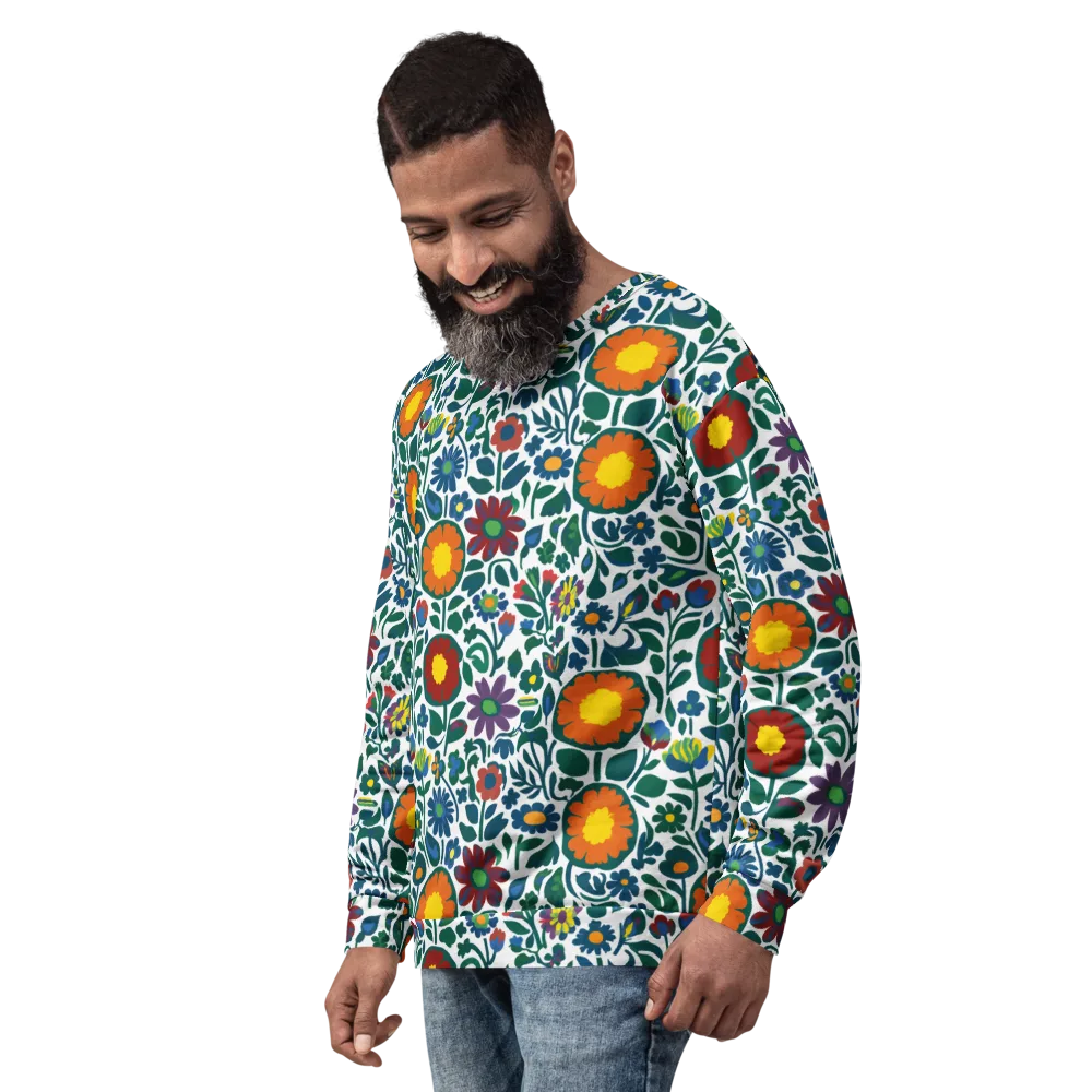 Folk Garden Riot on Sweatshirt — Left Front