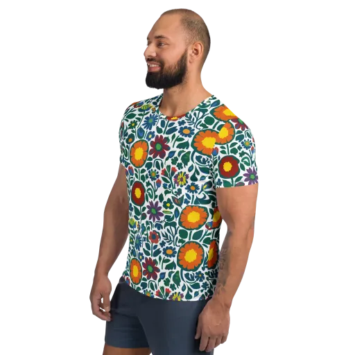 Folk Garden Riot on a Men's Athletic T-Shirt