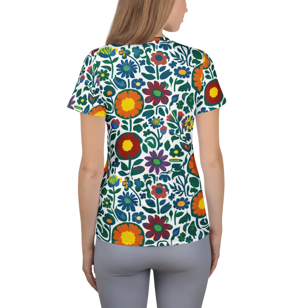 Folk Garden Riot on Women's Athletic T-Shirt — Back