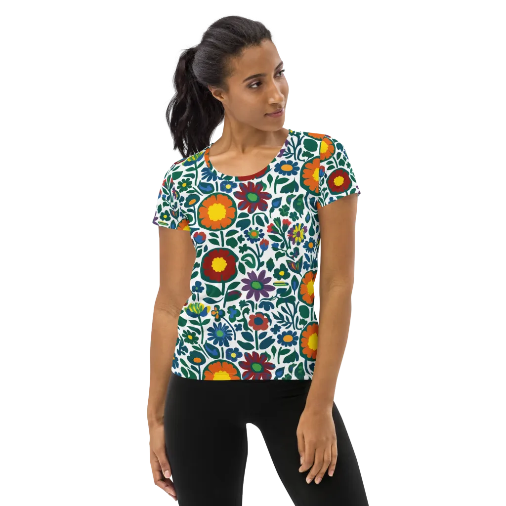 Folk Garden Riot on Women's Athletic T-Shirt — Front