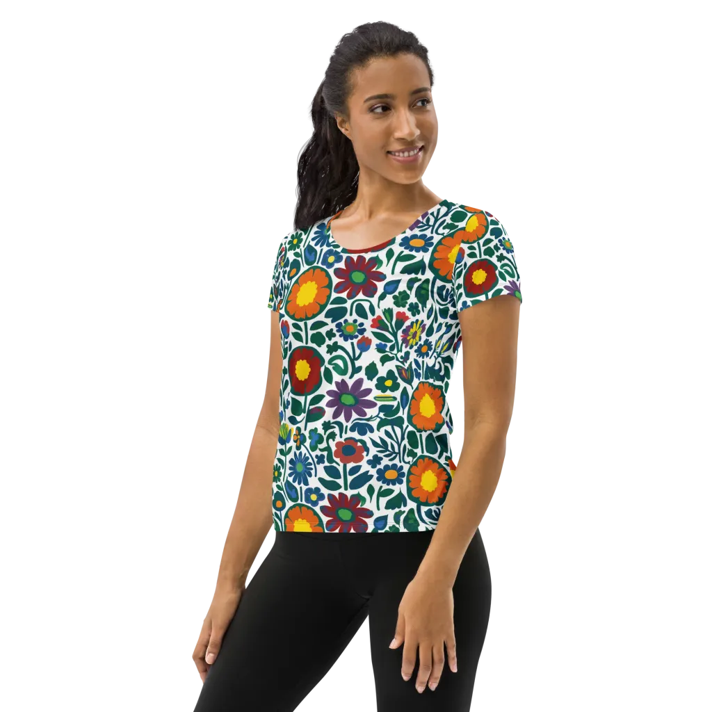 Folk Garden Riot on Women's Athletic T-Shirt — Left